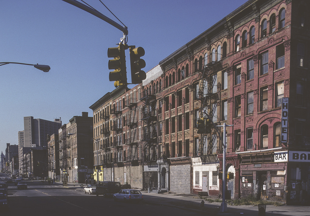 View Sw Along Frederick Douglass Blvd. From W. 115Th St., Harlem, 1988.