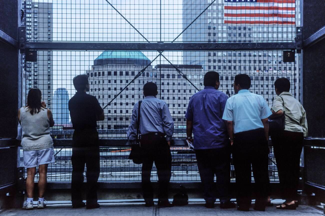 Tourists At Ground Zero World Trade Center Area Downtown Manhattan, 2001.