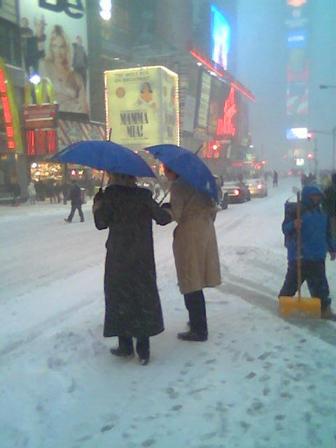 Snow Umbrellas, Times Square, 2005.