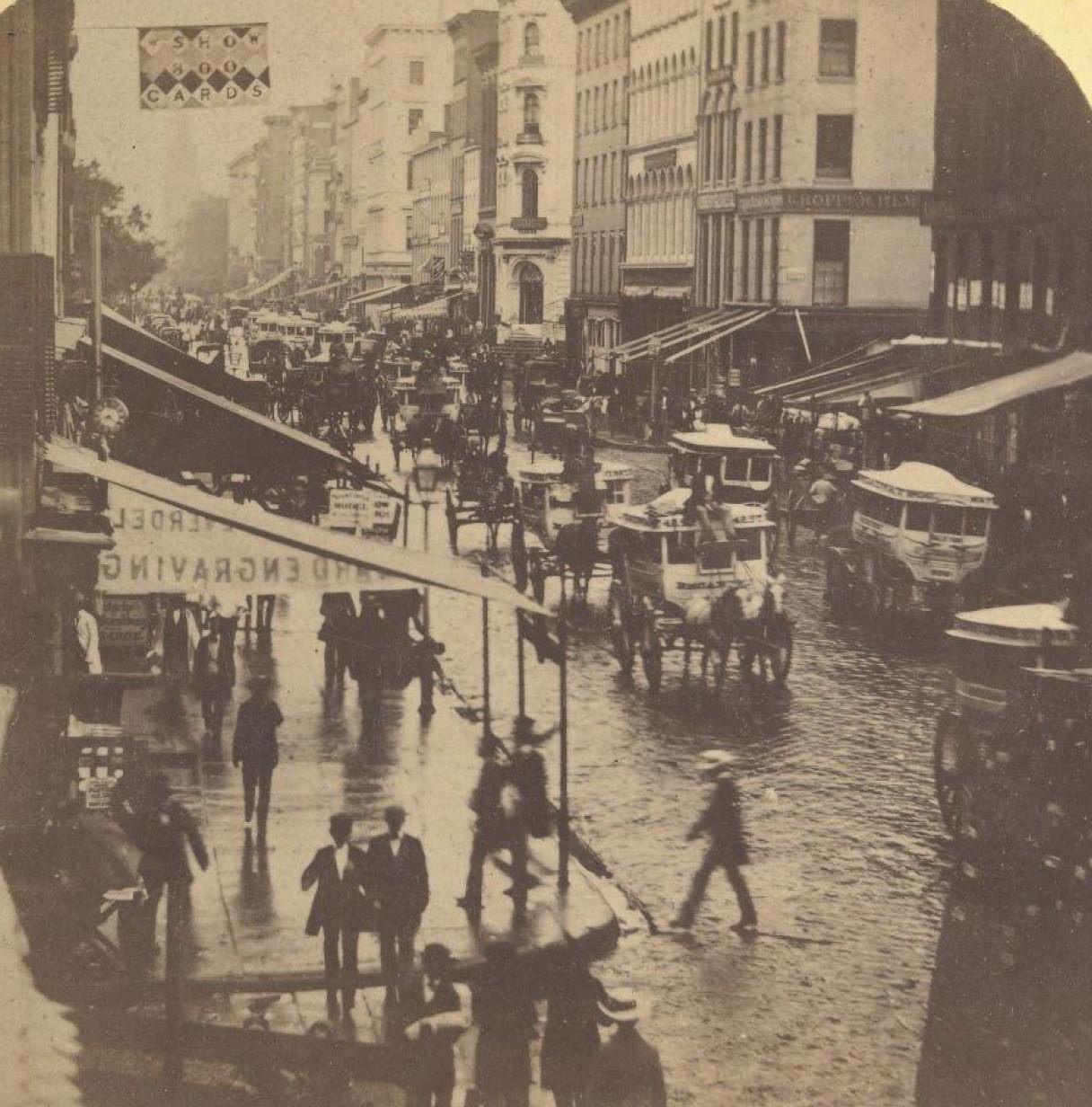 Broadway On A Rainy Day, 1859.