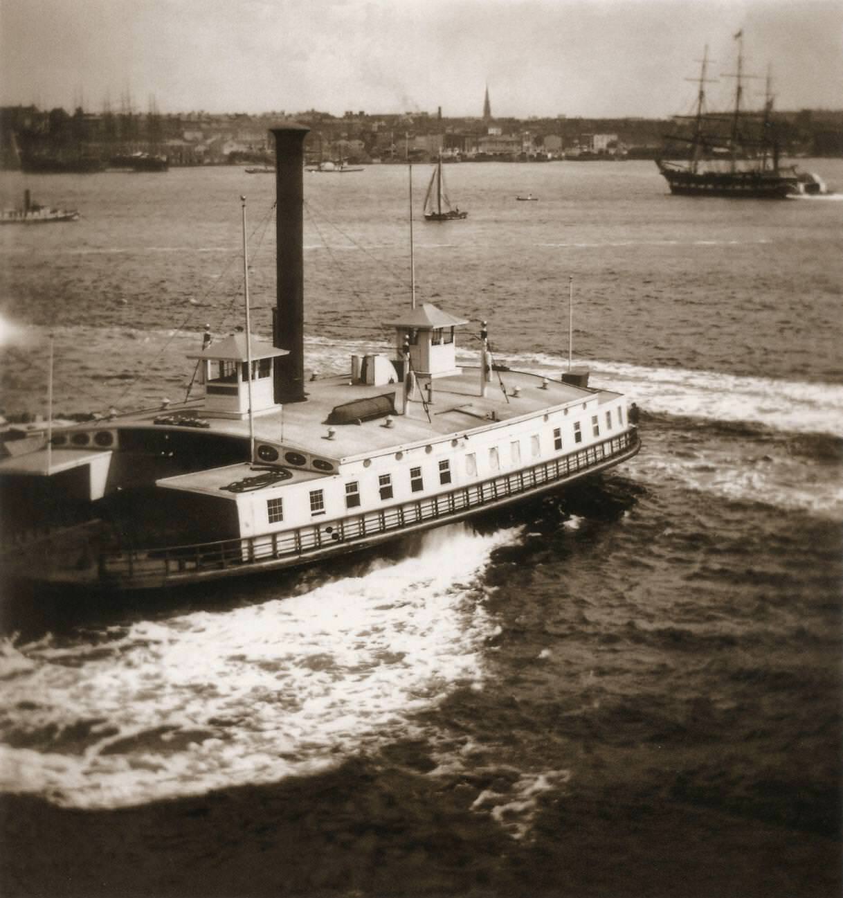 Steam Ferry In New York Bay, 1859.