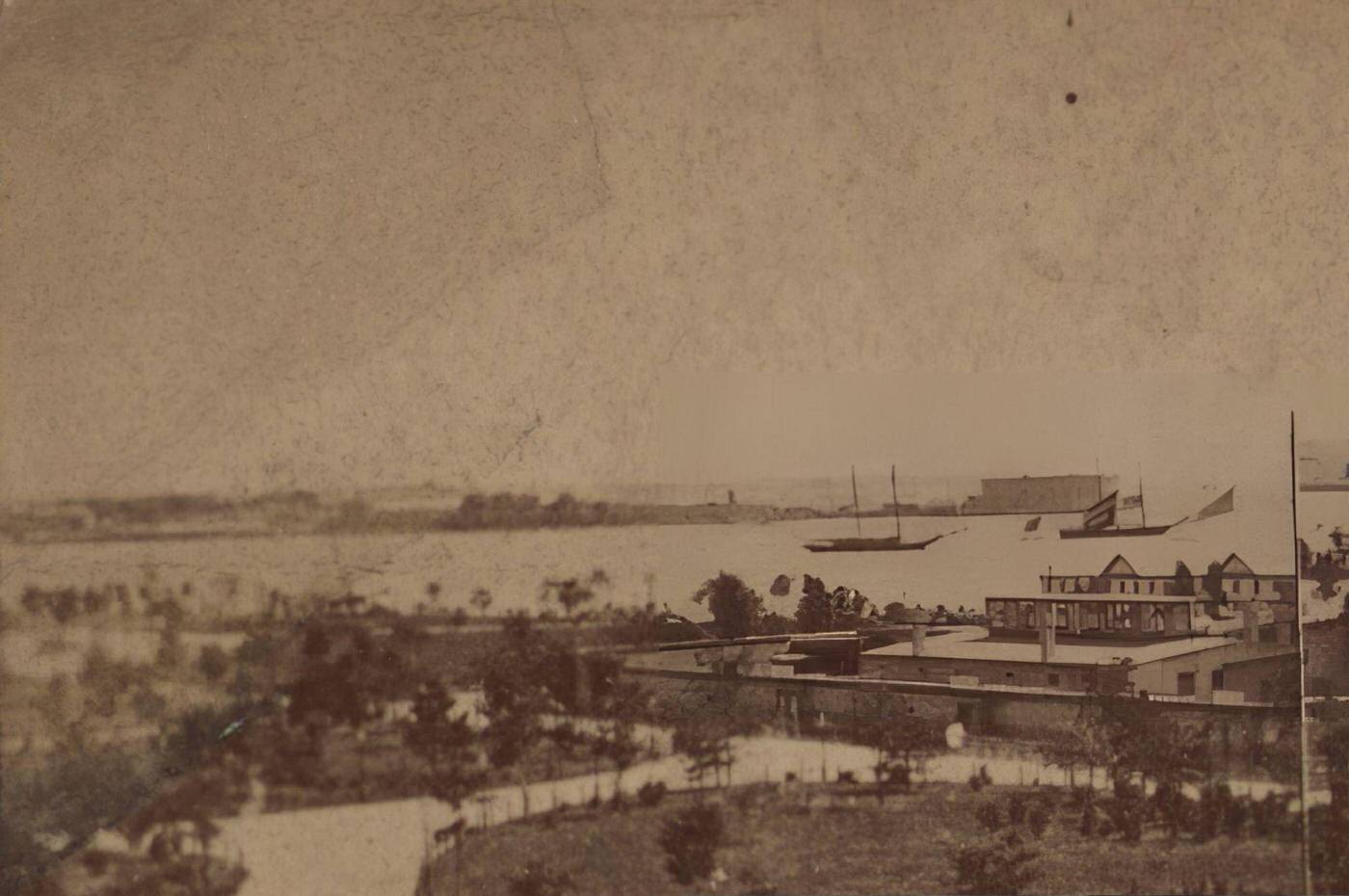 Battery And Governor'S Island, Manhattan, 1850S.