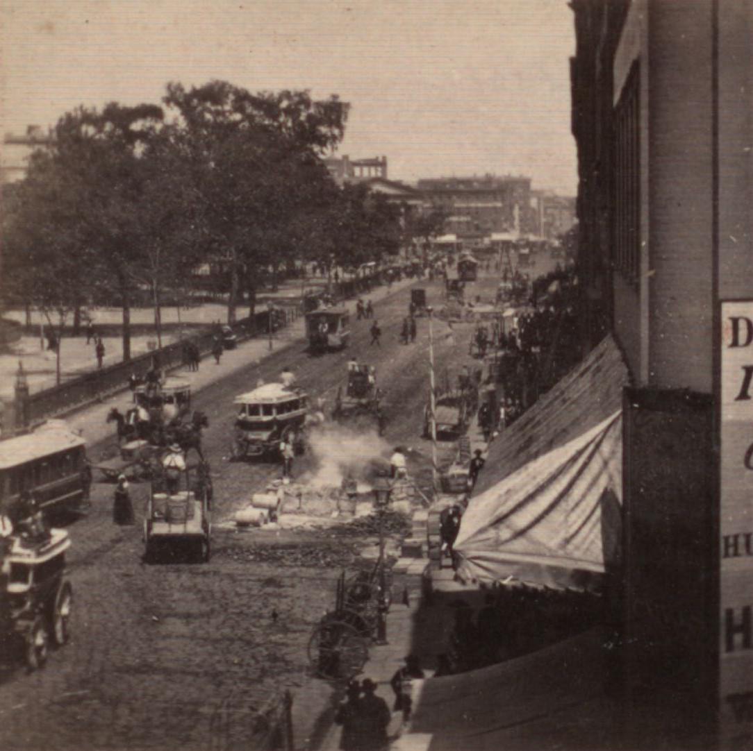 Park Row From Barnum'S Museum, The City Hall Park On The Left, 1850S.