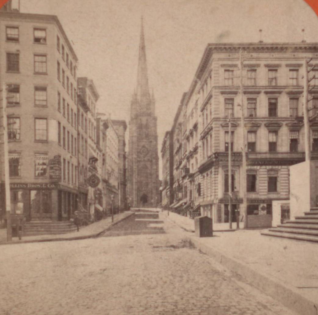 Wall Street Looking Toward Trinity Church, 1850S.