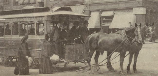 The Antiquated Horse Car On Broadway, 1850S.