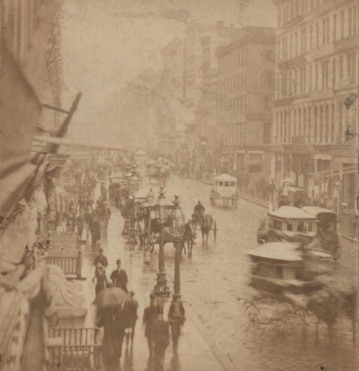 Broadway On A Rainy Day, New York, Manhattan, 1860
