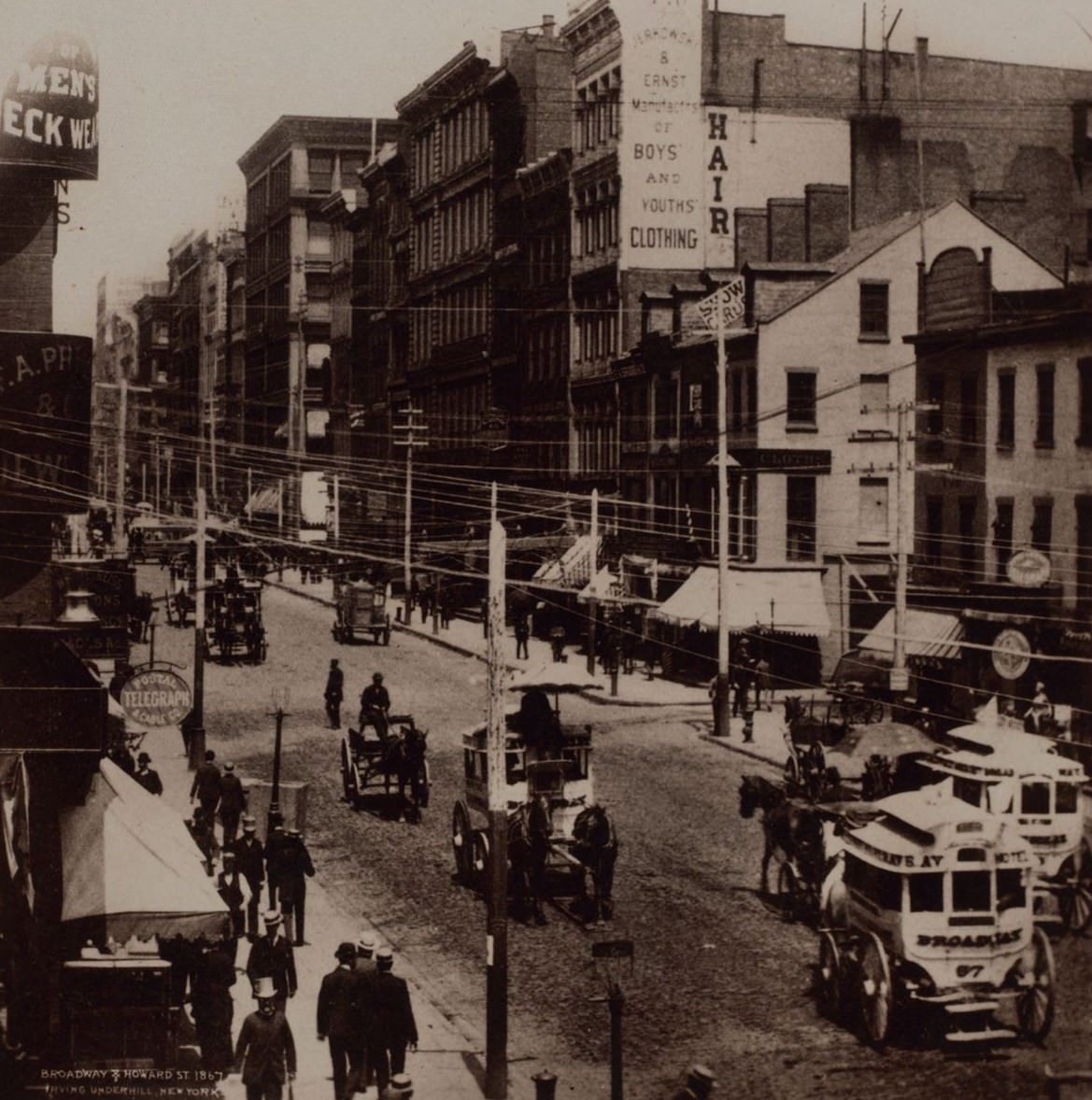 Broadway And Howard Street, Manhattan, 1860S.
