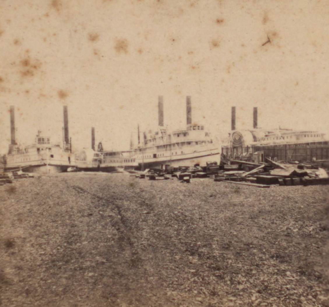 Group Of Steamboats Lying At Simonson'S Shipyard, Foot Of 12Th Street, 1860S.