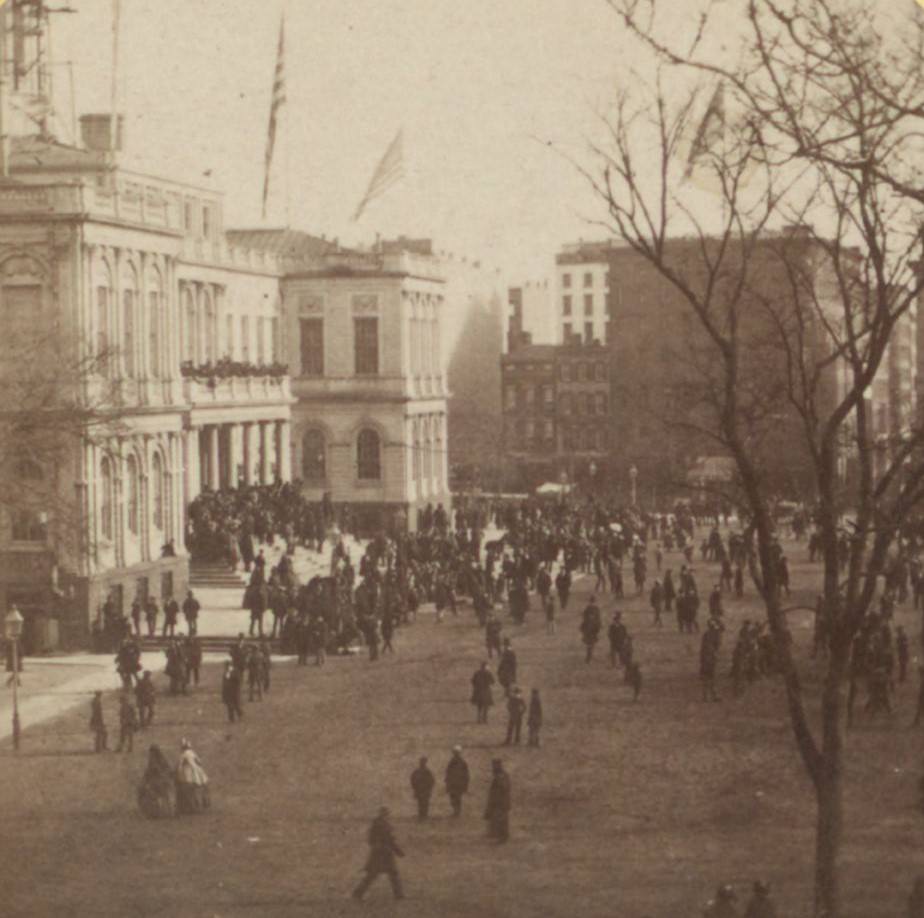 The City Hall And Park, From Murray Street, 1860.