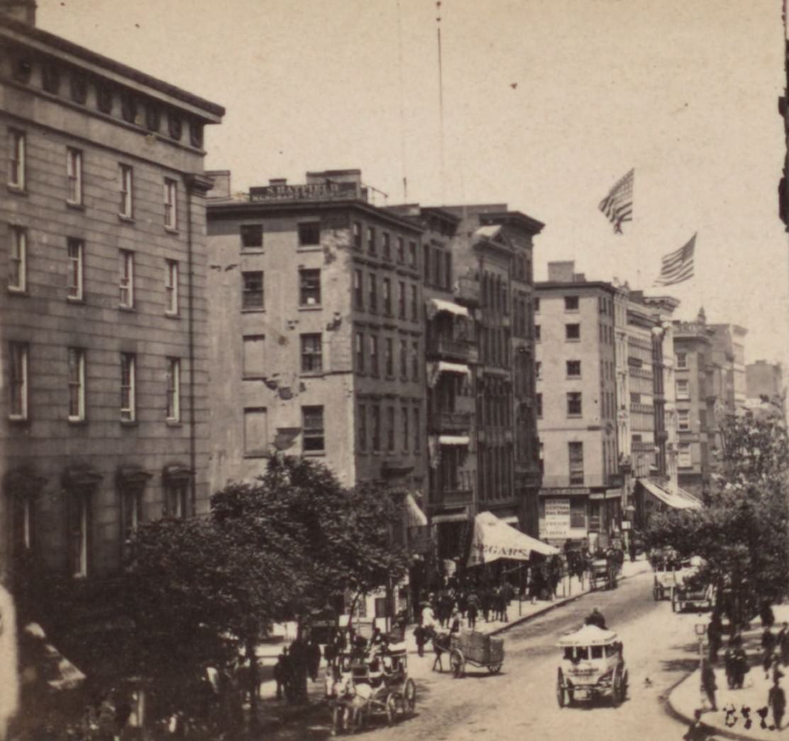 Broadway, Looking North From Barnum'S Museum, 1860S.