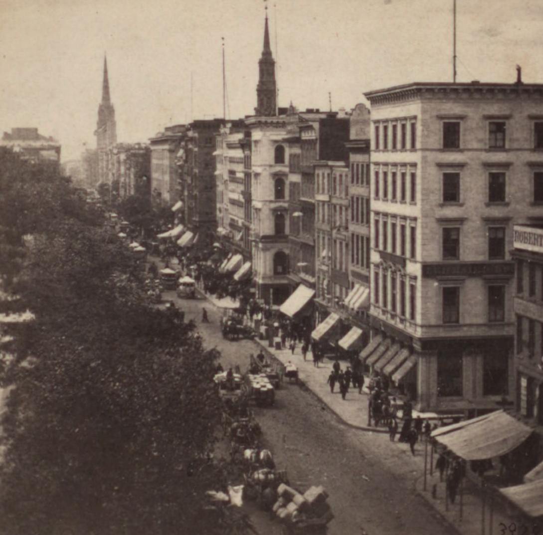 Looking Down Broadway, From The Corner Of Chambers Street, 1860S.