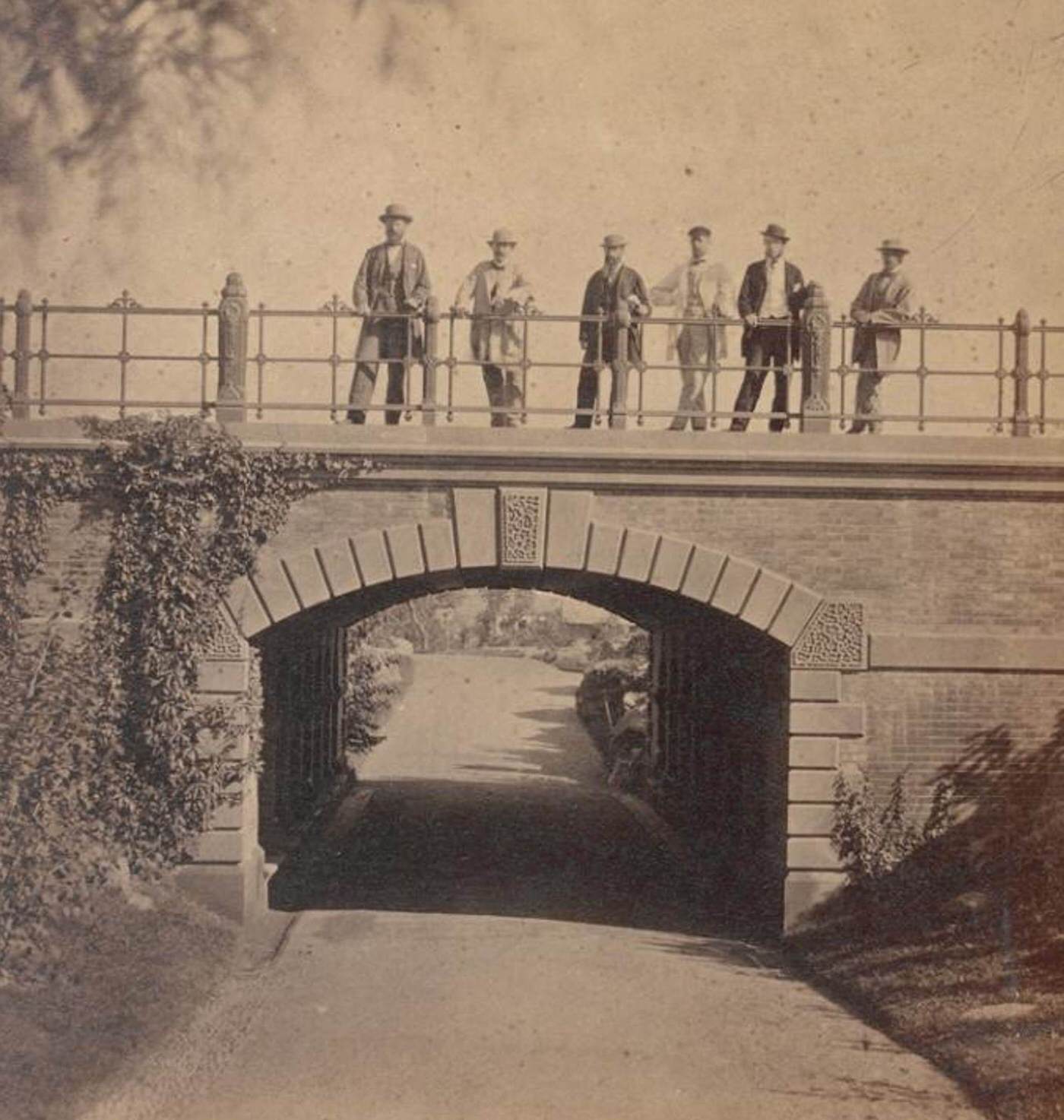 Men Standing On Willowdell Arch, 1862.