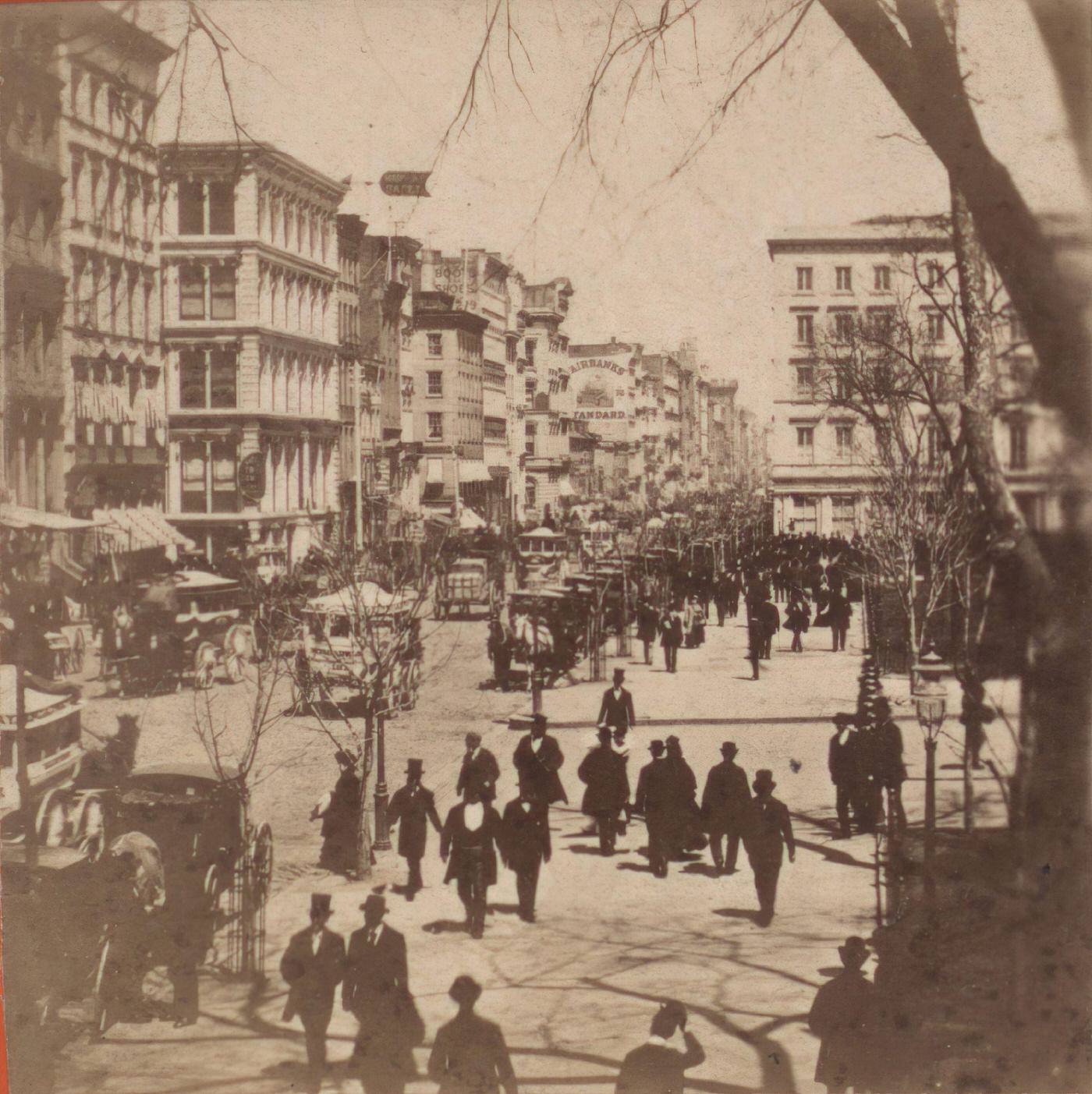 Broadway, Looking North From New Post Office, Manhattan, 1860