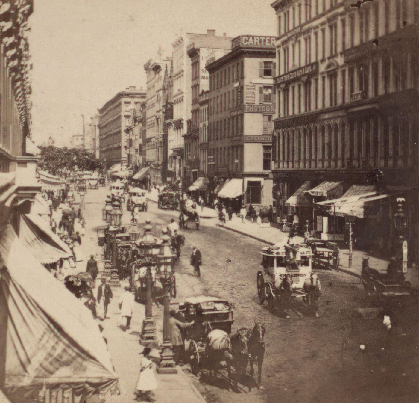 Looking Down Broadway From The Corner Of Chambers/Broome Street, Manhattan, 1860