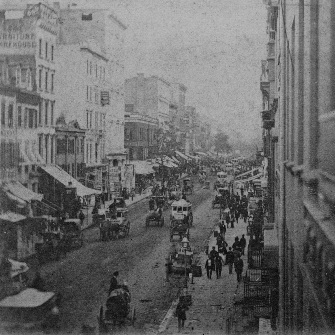 Broadway, Looking North From Spring Street, Manhattan, New York City, 1875