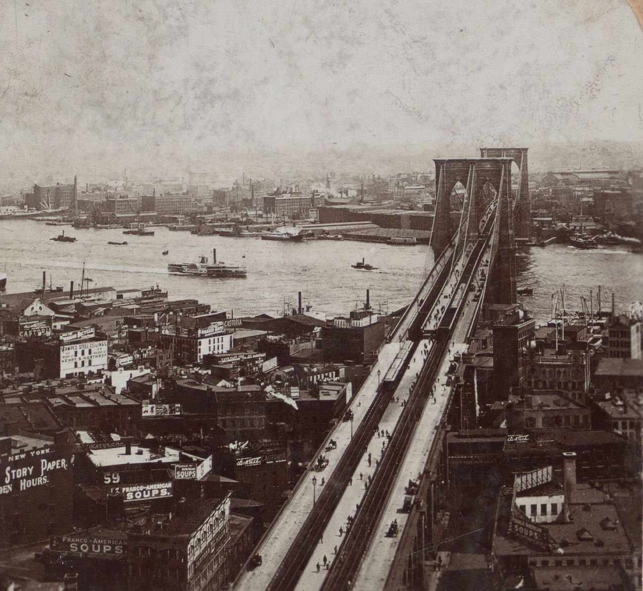 Brooklyn Bridge View From World Building, Brooklyn, 1873