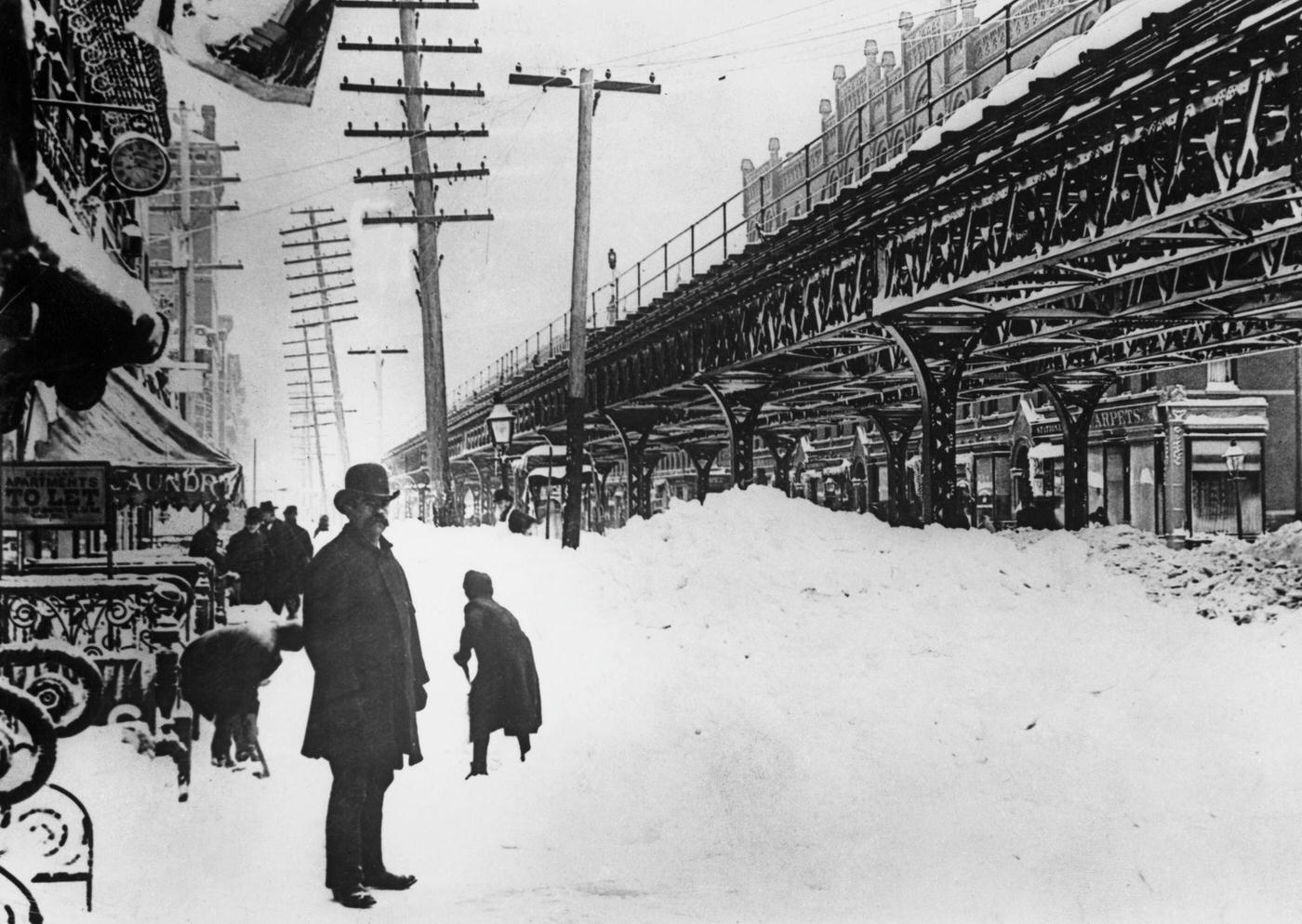 Children Clearing Snow On Third Avenue After The Blizzard, 1888