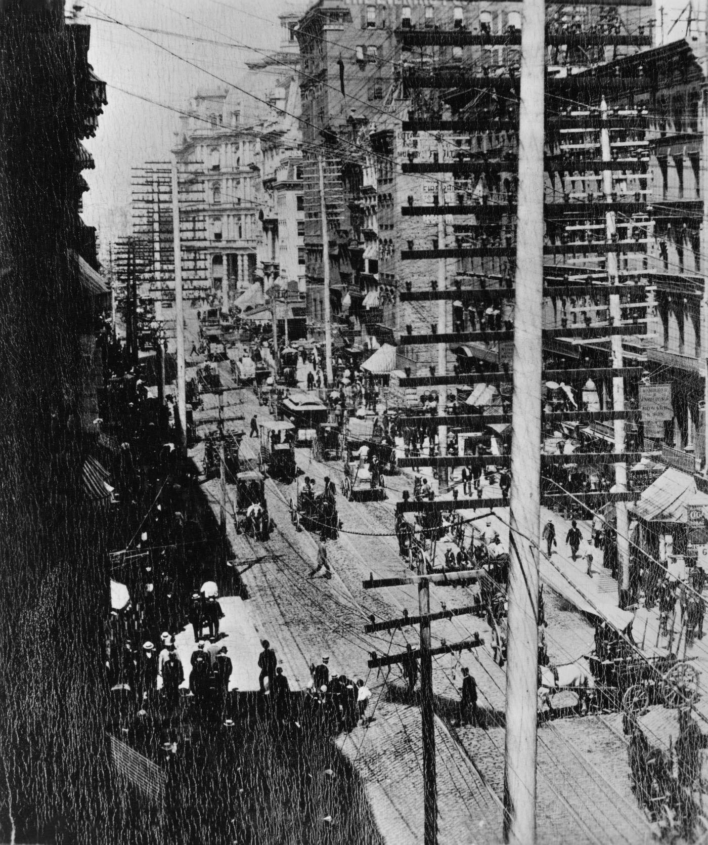 View Of Broadway And Maiden Lane, 1887