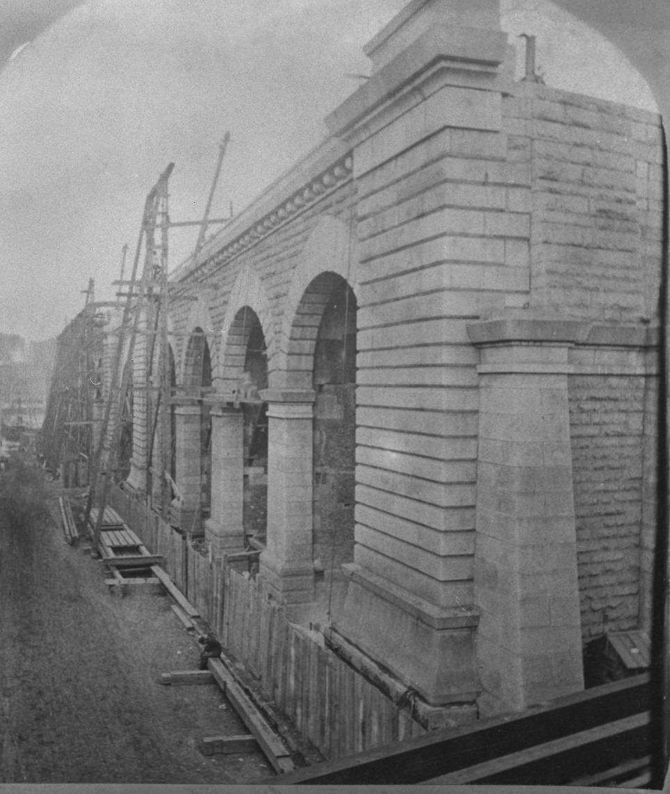 Construction Of East River Bridge Approach Ramp, Also Known As Brooklyn Bridge, 1882
