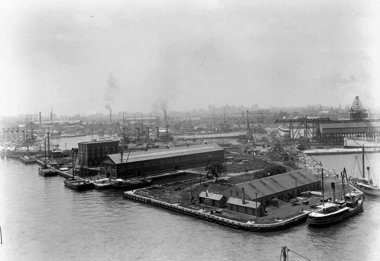 High-Angle Shot Of Brooklyn Navy Yard, Brooklyn, 1896