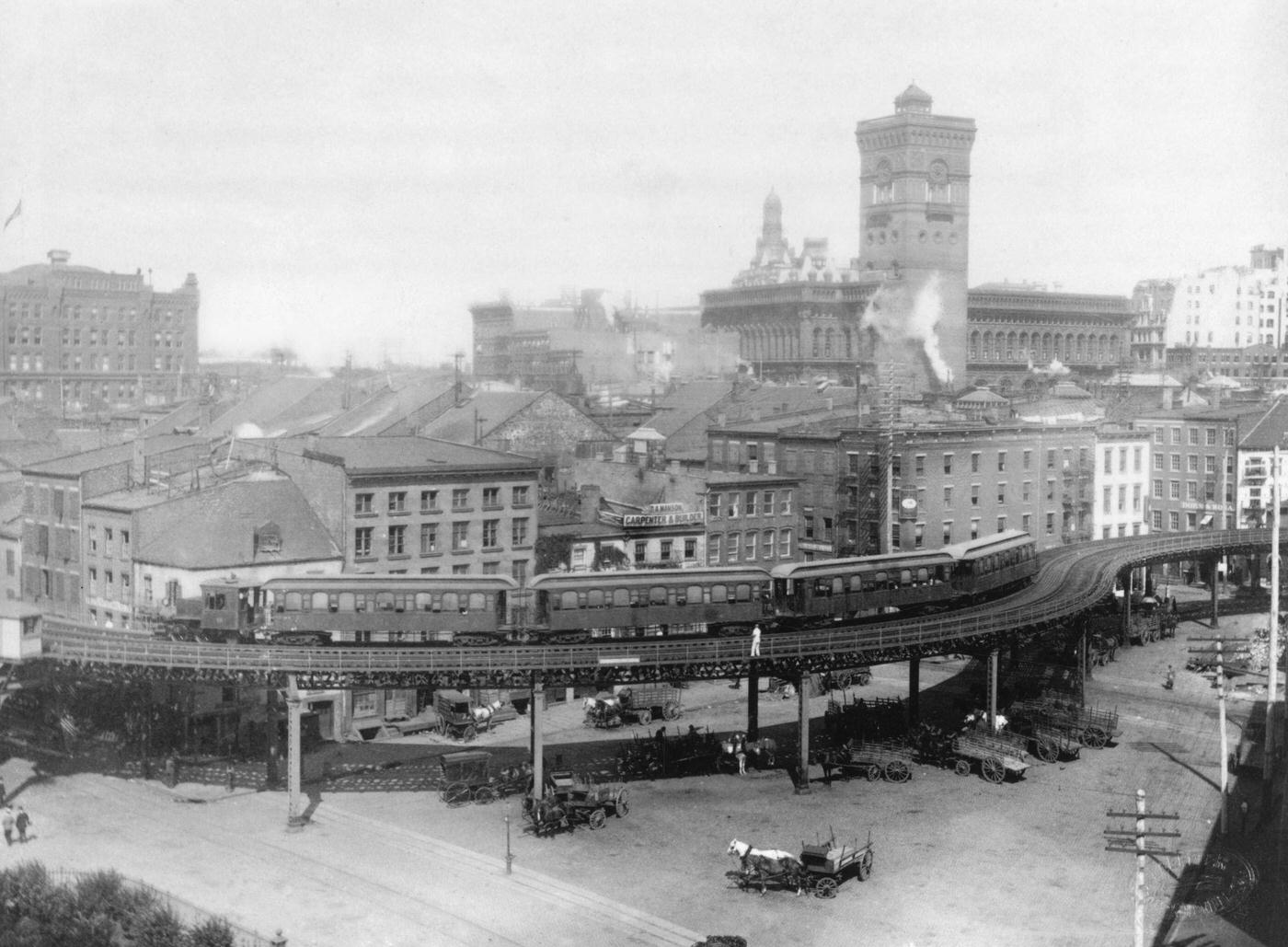 High-Angle View Of Third Avenue Line Elevated Railway, 1893