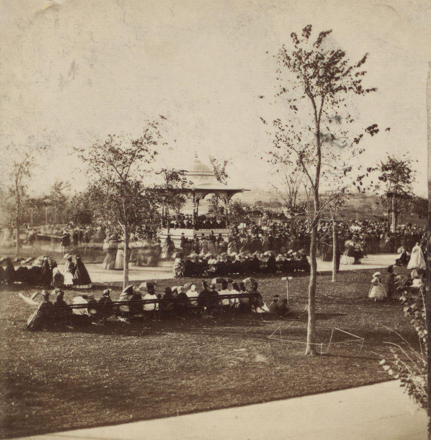 Music Day, Central Park, Crowd At An Event At The Music Pavilion, Manhattan, 1890S