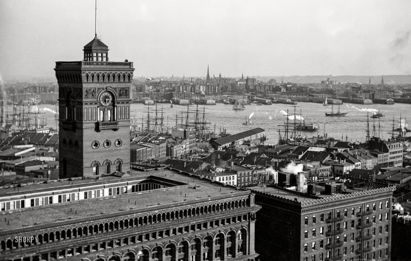 Produce Exchange With Tower, East River And Brooklyn From The Washington Building, New York City, 1898