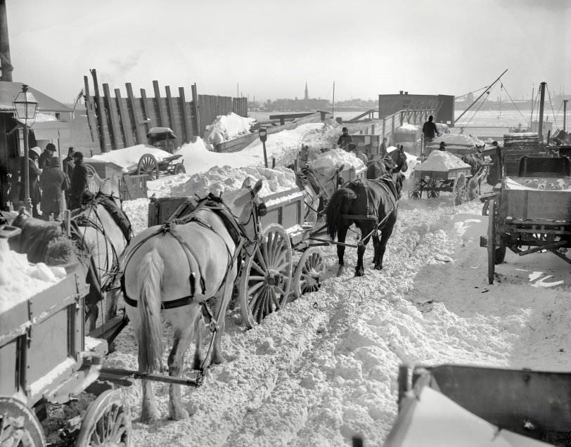 Dumping Snow Carts At The River After A Blizzard, 1899