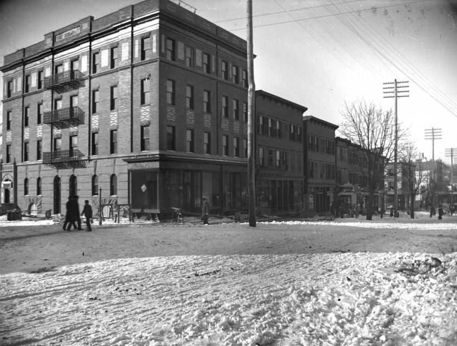 An Intersection In Snow In Tremont, Bronx, 1902.