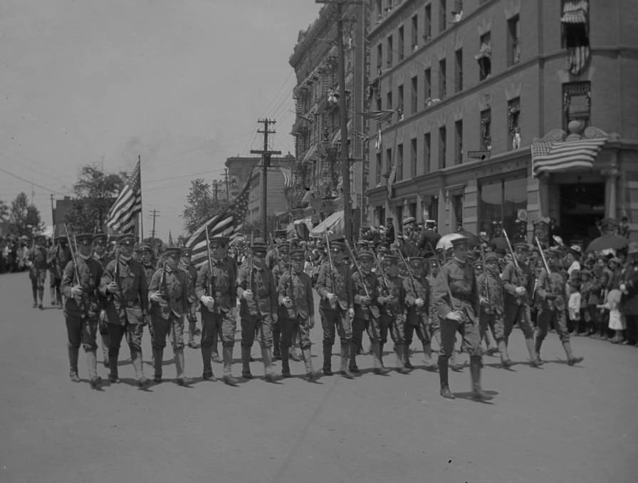 Uniformed Boys On Parade For Decoration Day, 1903