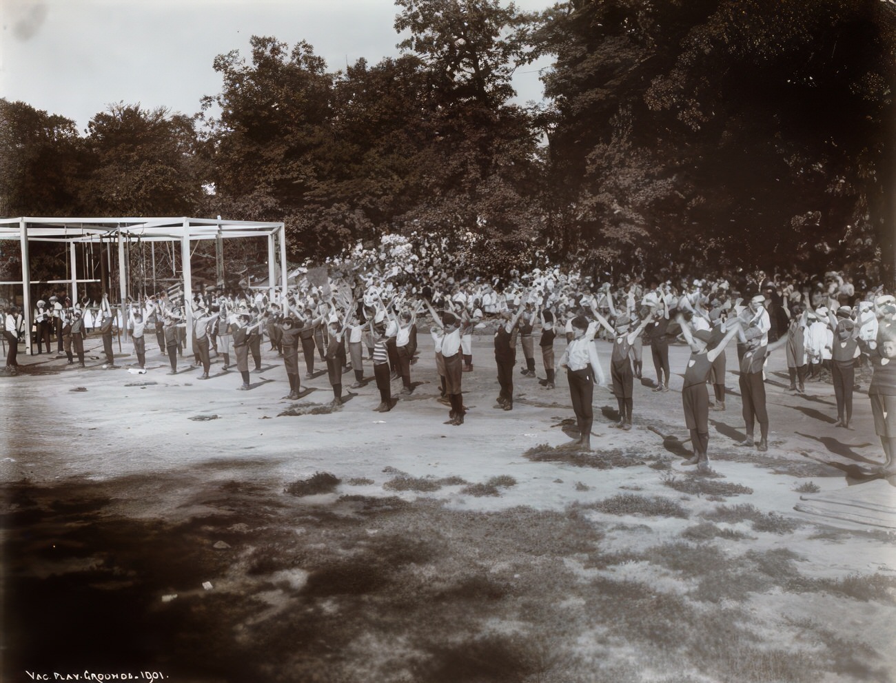 Children Engaged In Exercise Activities At Crotona Park'S Vacation Playground, 1901.