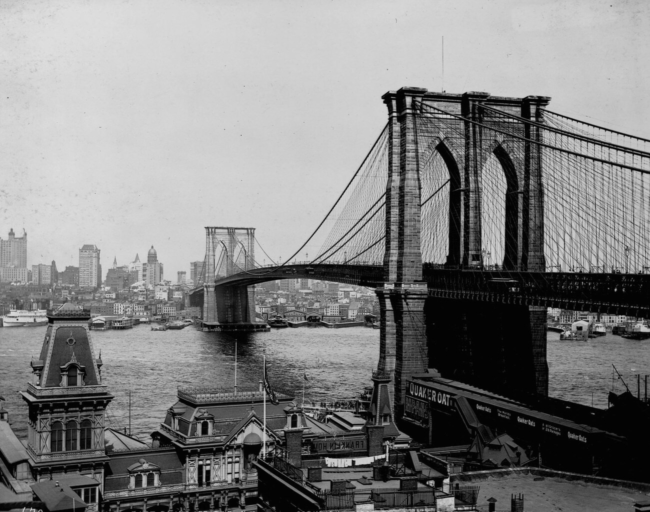 Brooklyn Bridge Spanning The East River, Brooklyn, 1901