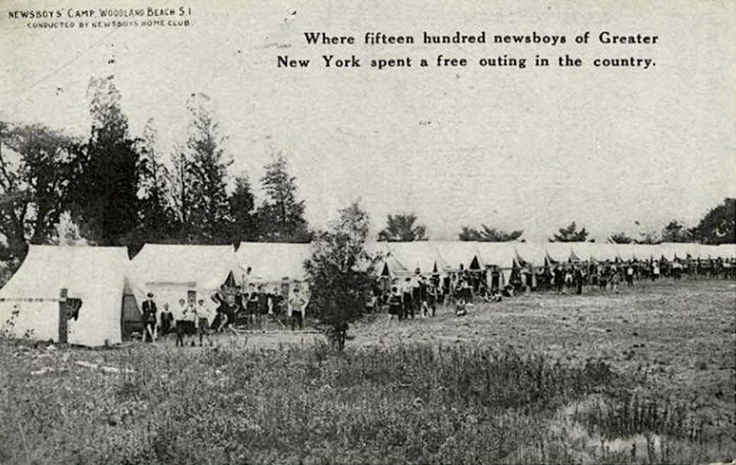 Newsboys Camp At Woodland Beach, Staten Island, 1920S