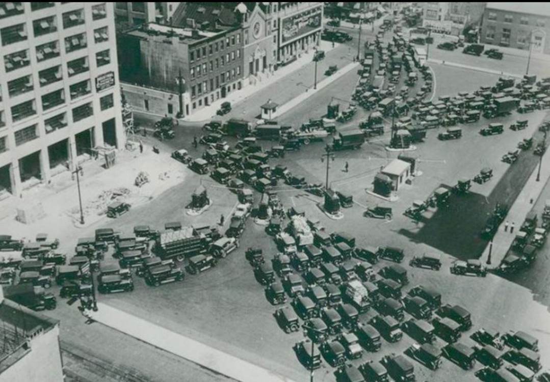 Traffic Studies Of New York Plaza, Taken From Top Of Waltz Building, 1929.