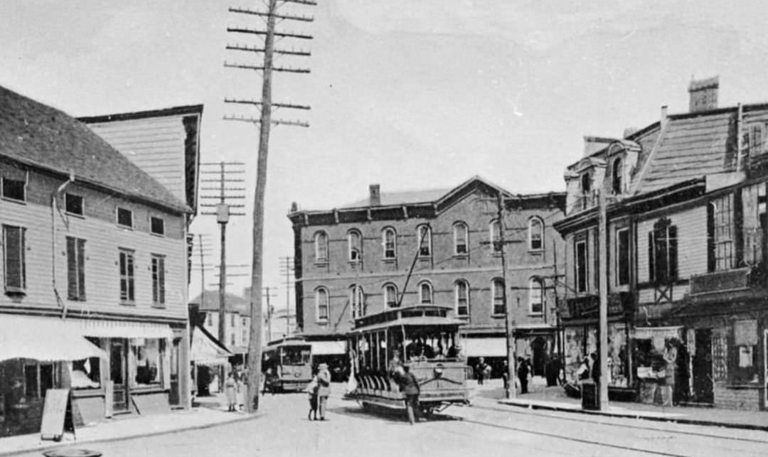 Streetcars Were Common In Port Richmond Square Before Automobile Traffic Became Popular, 1920.