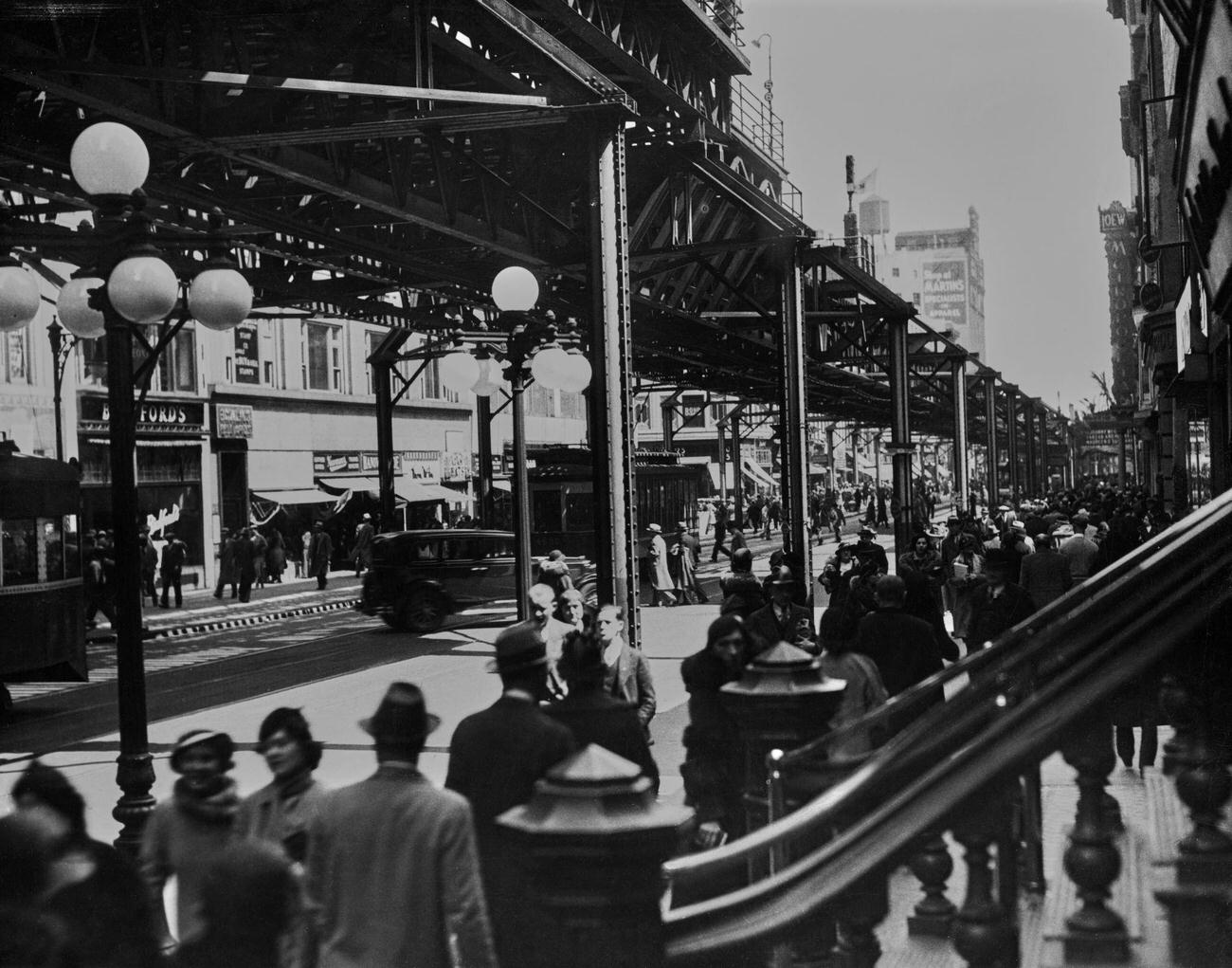 Pedestrians Below Fifth Avenue Line, Fulton Street, Brooklyn, 1925
