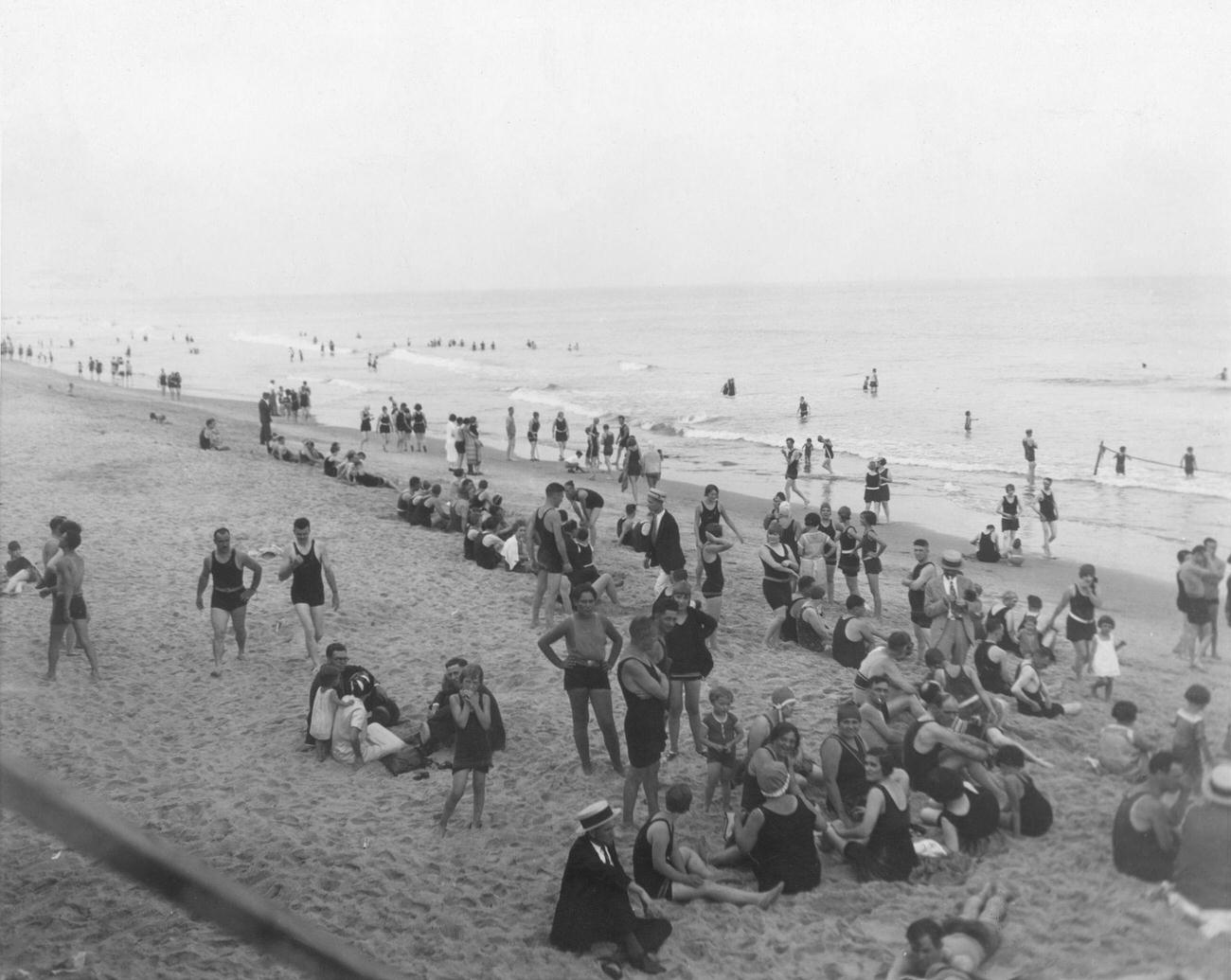 Bathers At Coney Island Beach, 1925