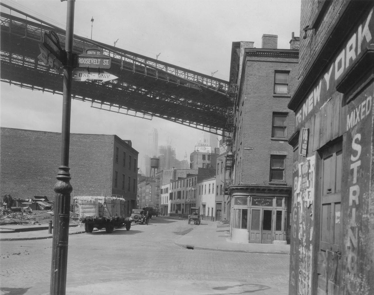 South And Roosevelt Streets Showing Brooklyn Bridge Approach, 1928