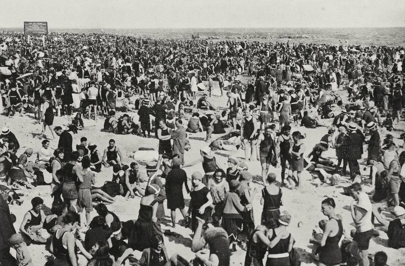 Bathers On Coney Island Beach, Brooklyn, 1923