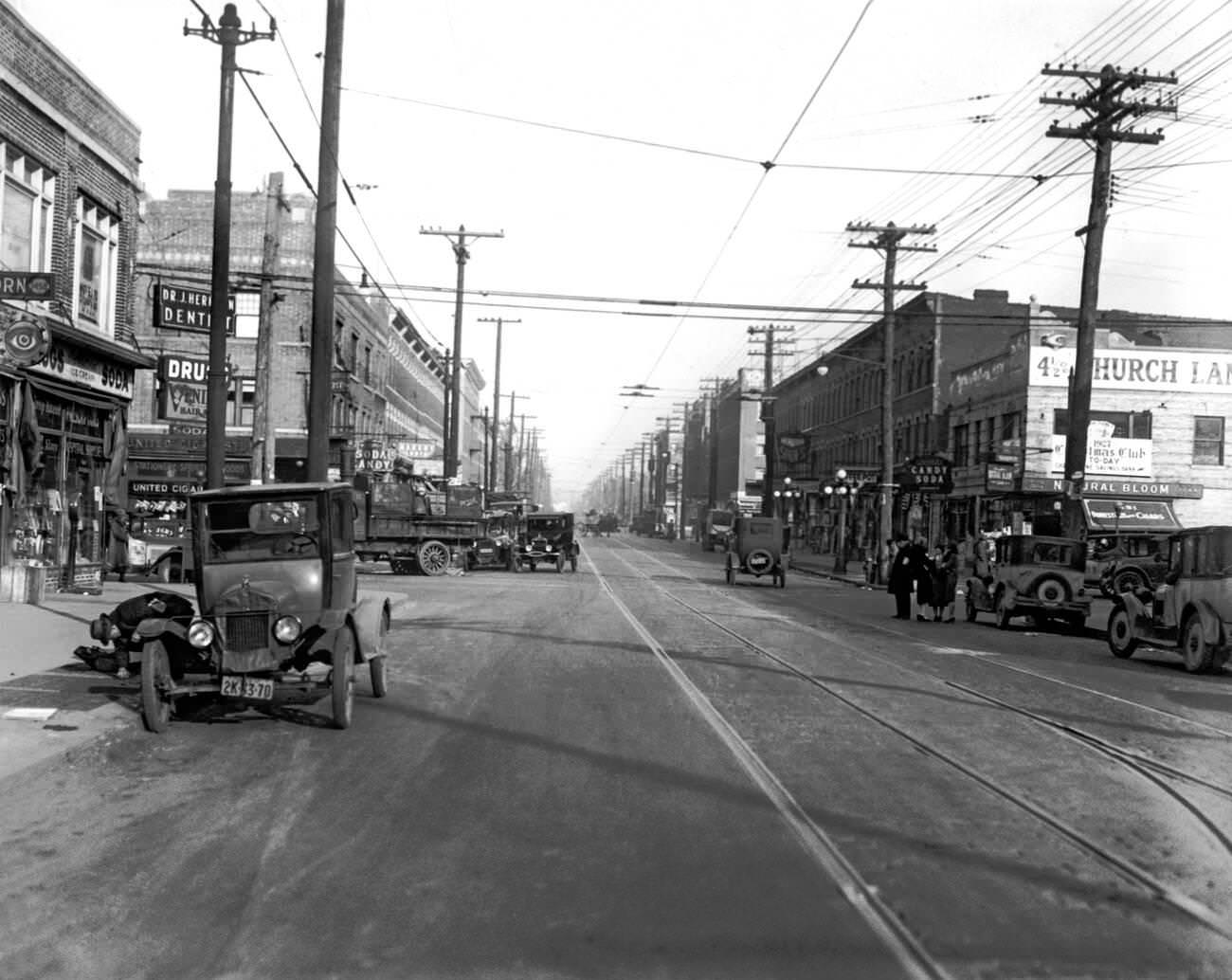 Flatbush Avenue View From Church Avenue, Brooklyn, Circa 1927
