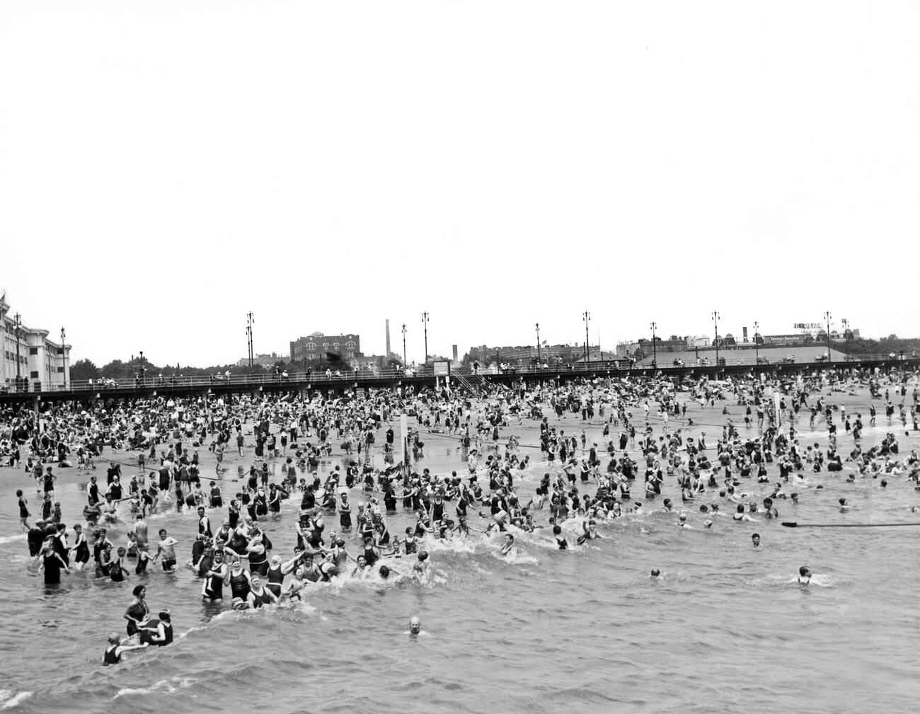 Coney Island Beaches Packed During Heat Wave, Brooklyn, 1927
