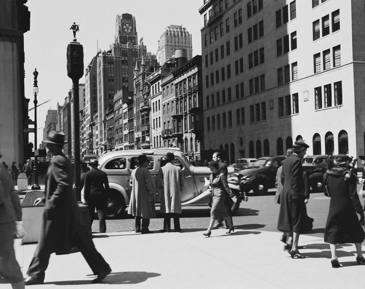 Fifth Avenue At 57Th Street Looking West, Manhattan, 1938