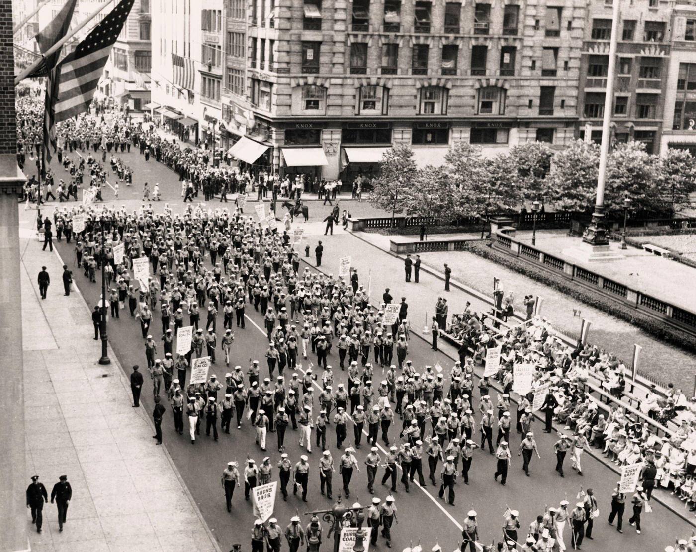 Union Parade On Fifth Avenue, Members Of The American Federation Of Labor Unions Participate In A Parade, Manhattan, 1939