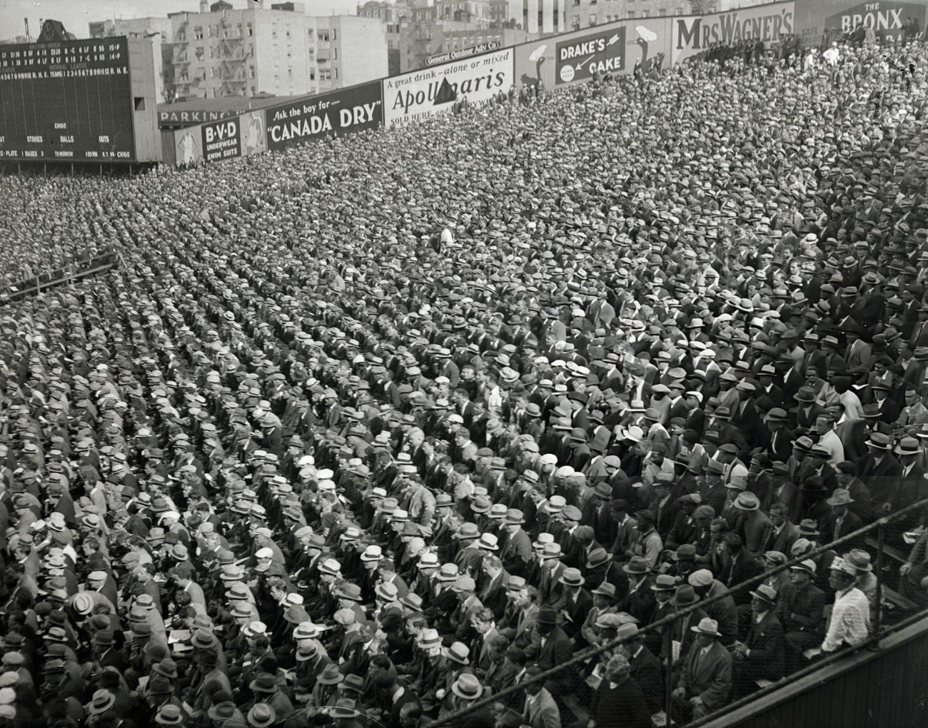 Yankee Stadium Crowd With Umbrellas, 1932.