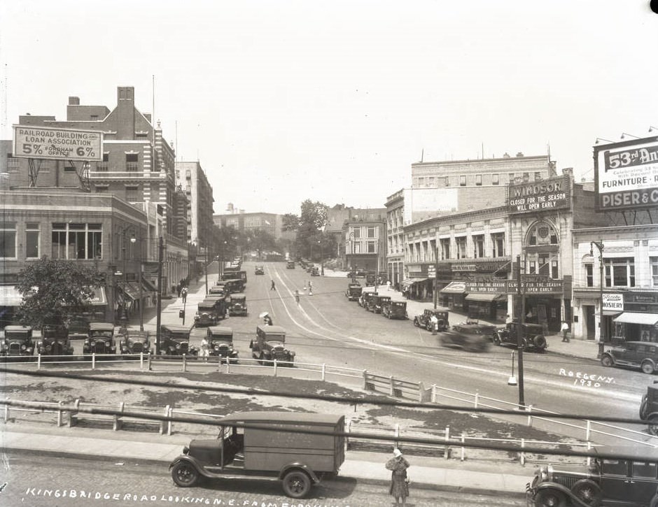 Kingsbridge Road, Looking Northeast From Fordham Road, Bronx, 1930.