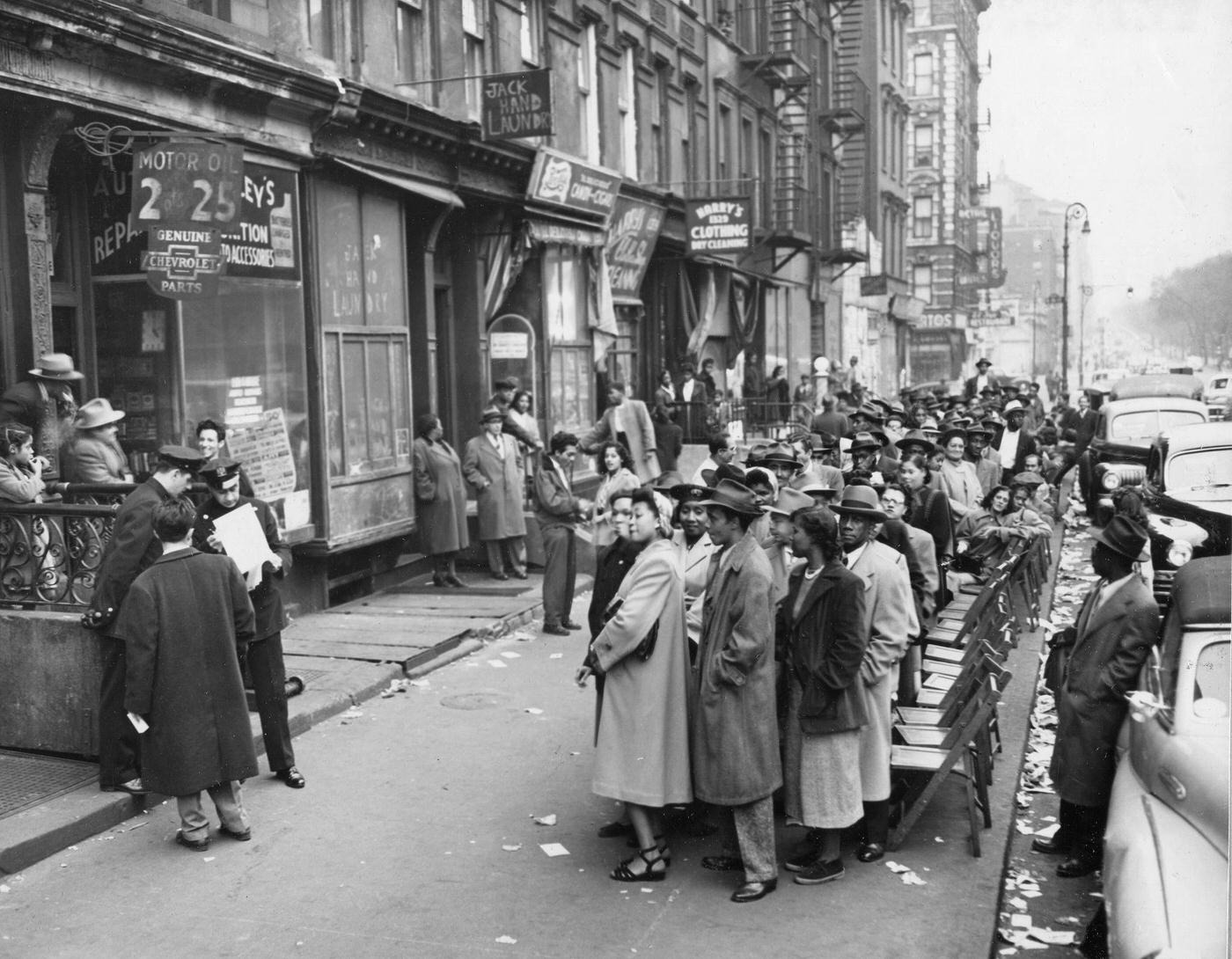 Long Line Of Voters Outside Polling Place At 112Th Street And Fifth Avenue, Manhattan, November 1948