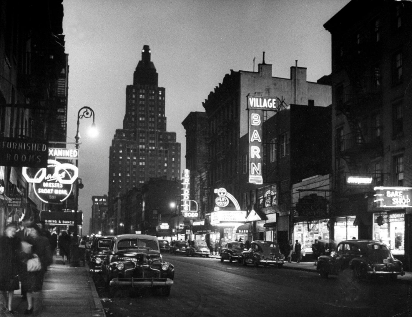 Streetlights Blazing Over Greenwich Village, Manhattan, 1947