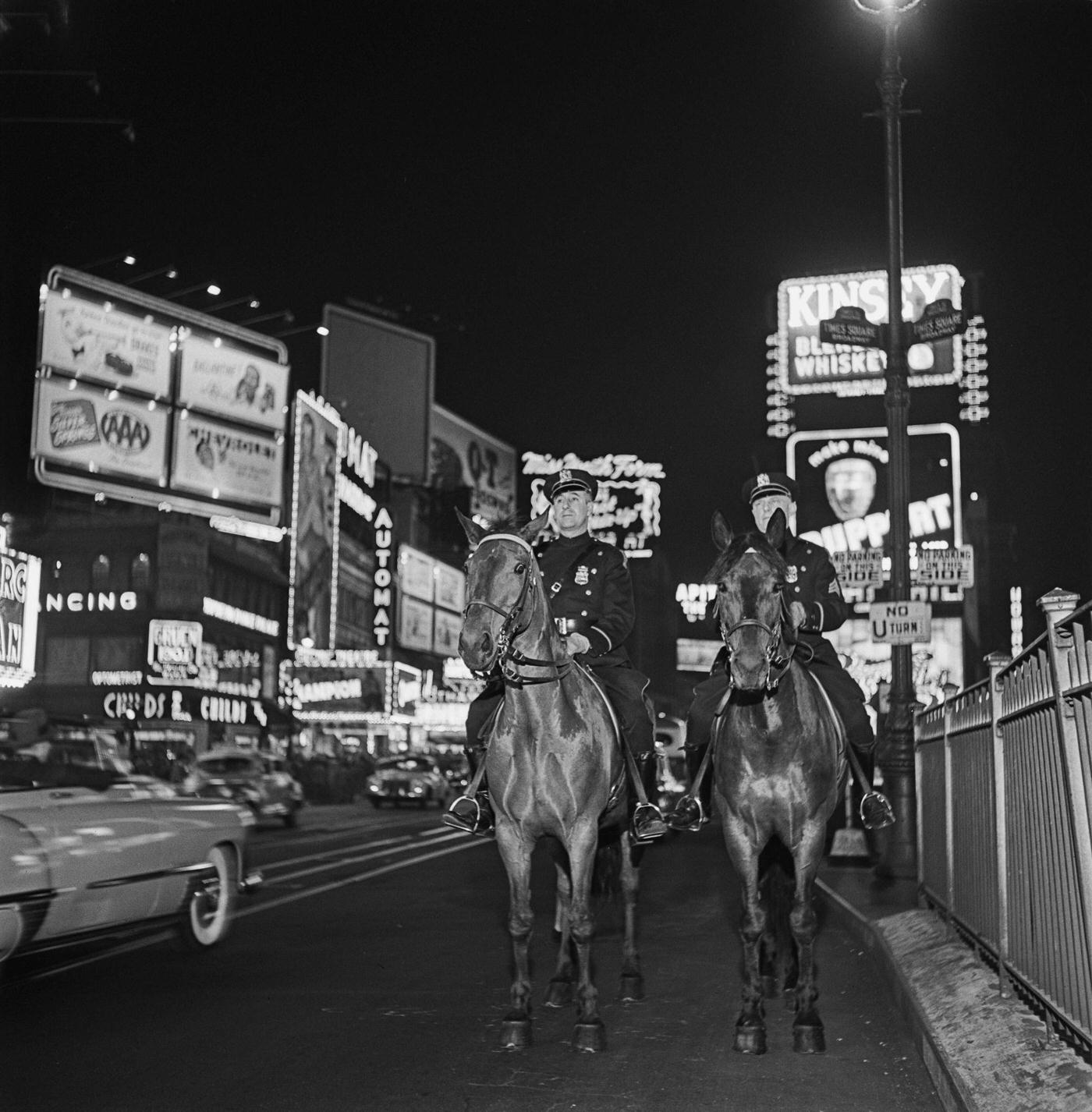 New York City Police Department Mounted Unit On Broadway, Manhattan, 1949