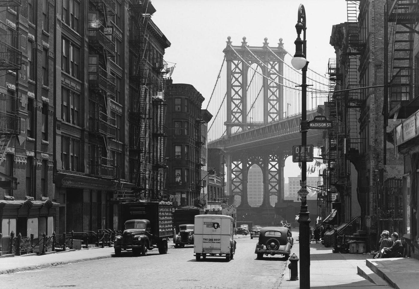 The Manhattan Bridge From Madison &Amp;Amp; Pike Streets, Manhattan, 1946