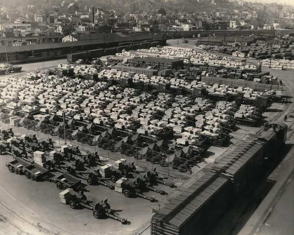 The Area Around The Piers On Staten Island Was Jammed With Army Vehicles During World War Ii, 1940D